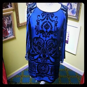 Hale Bob Velvet black and blue dress
